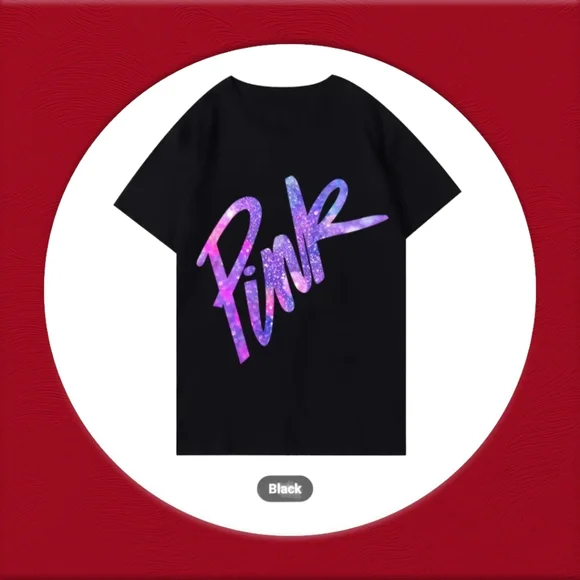 NWT !! Black T-Shirt with the Word PINK Printed on Front in Gradient Lettering💖 - Picture 16 of 16